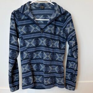 Eddie Bauer Blue and Gray Geometric Zip-Up Jacket